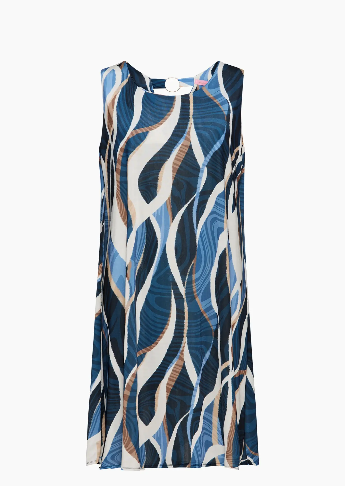 Fließendes Midi-Kleid mit Zierring, navy