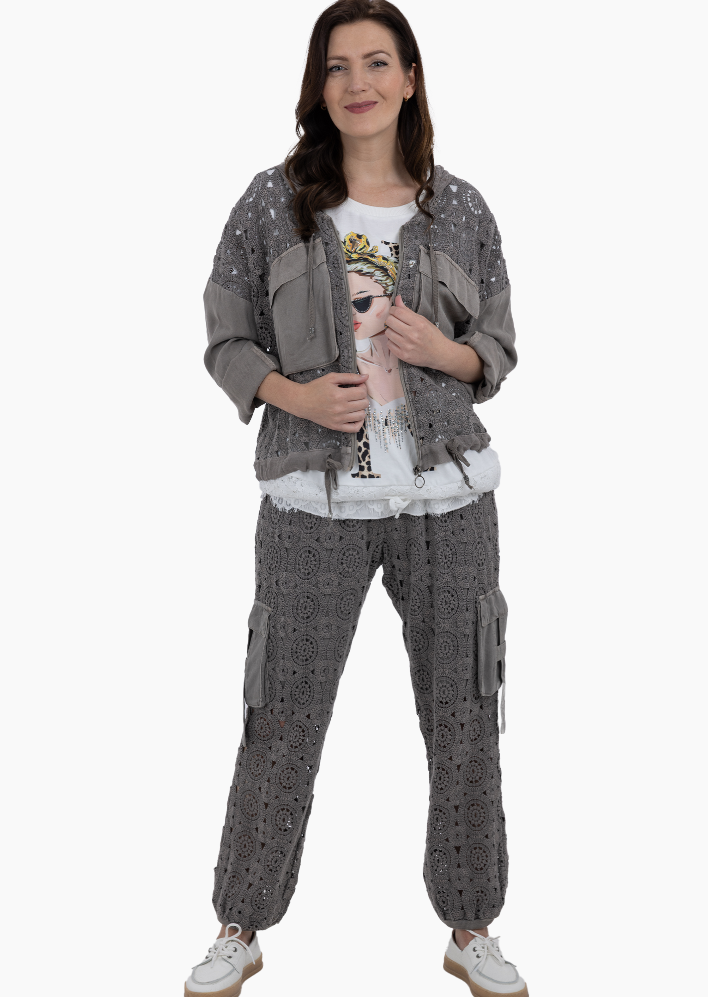 lässige Hose im Alloverhäkeldesign, fango