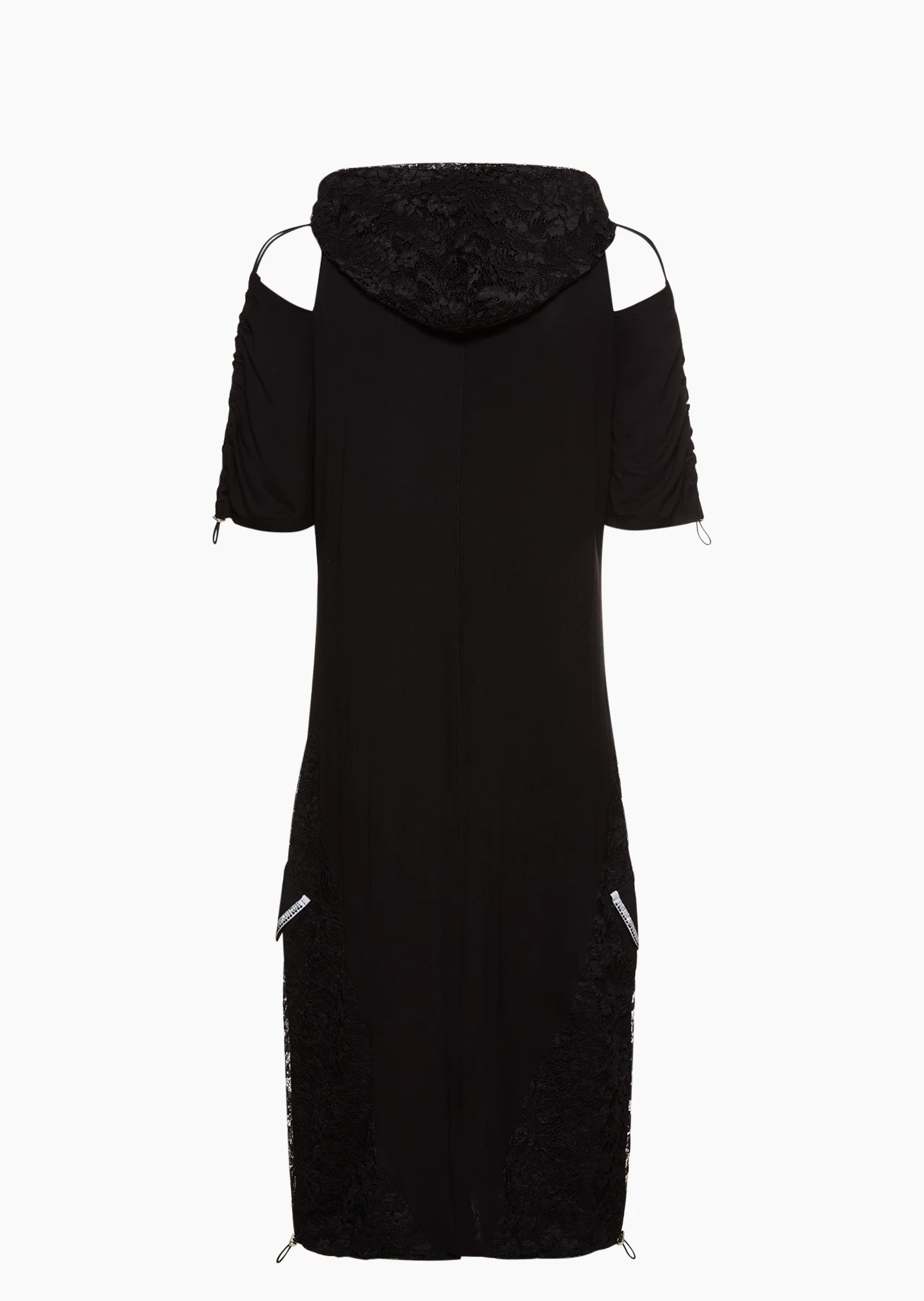 Kleid mit Spitze & Ziersteinen, schwarz