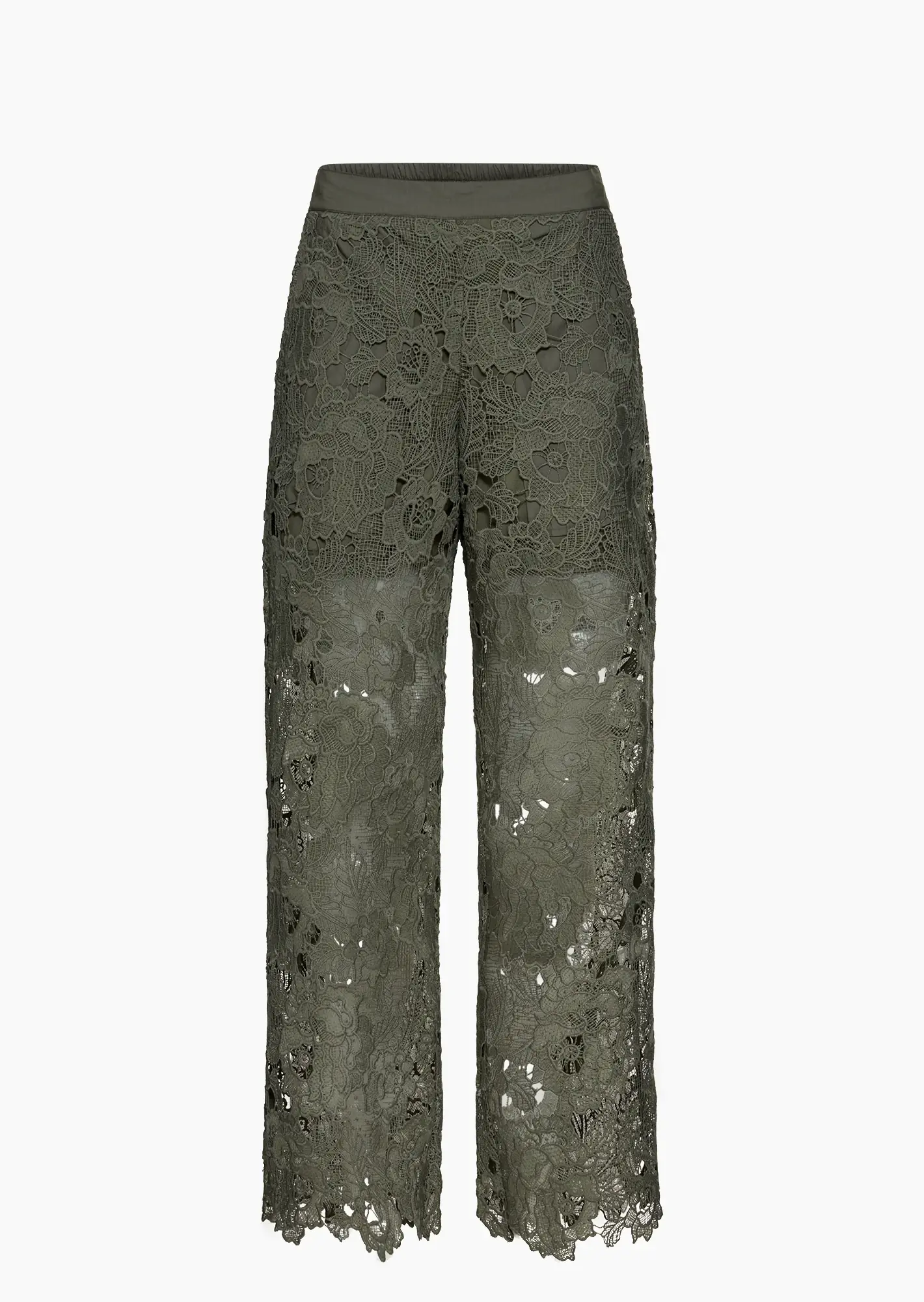 Wide Leg Spitzenhose, khaki