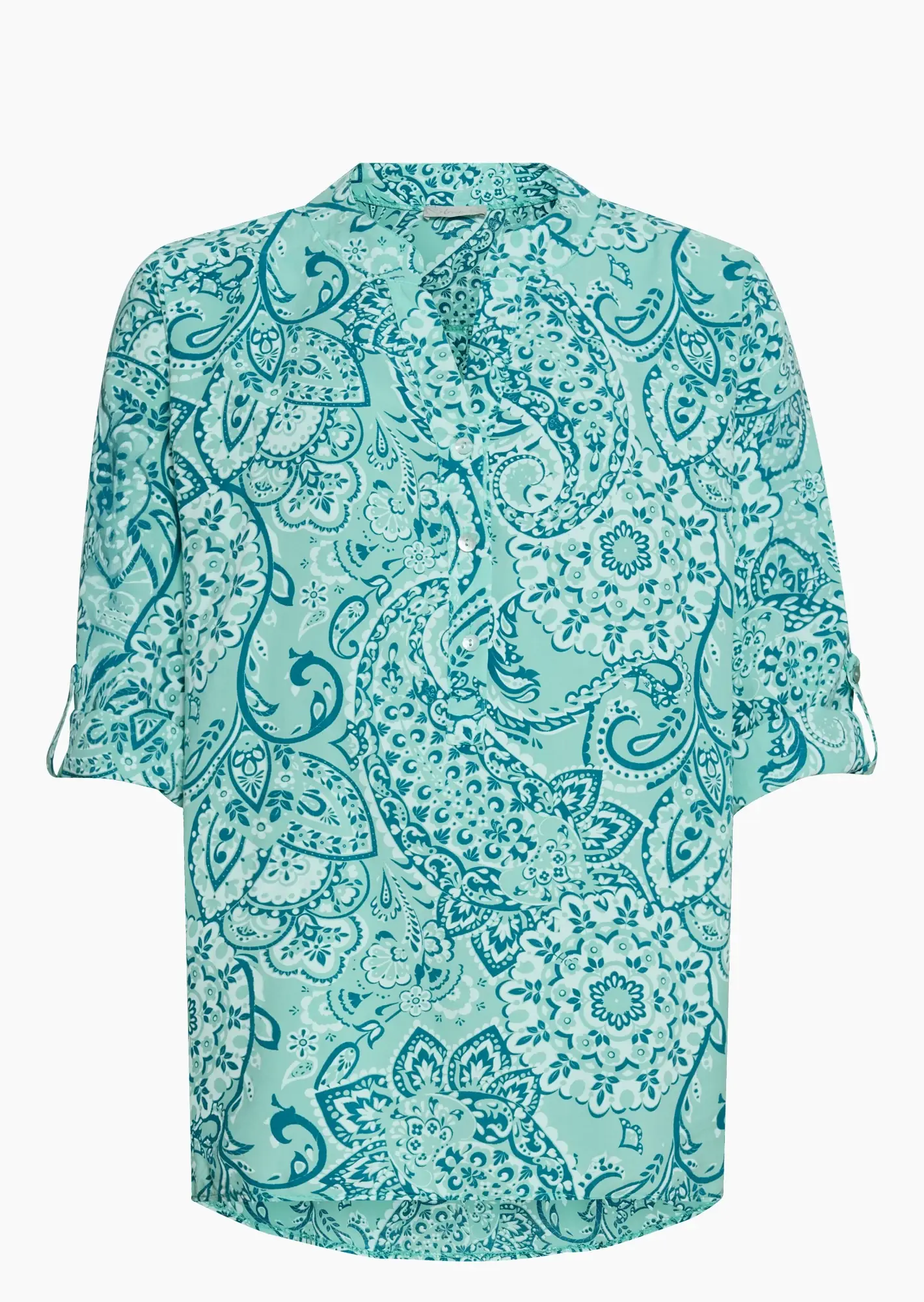 Bluse im Alloverprint, türkis