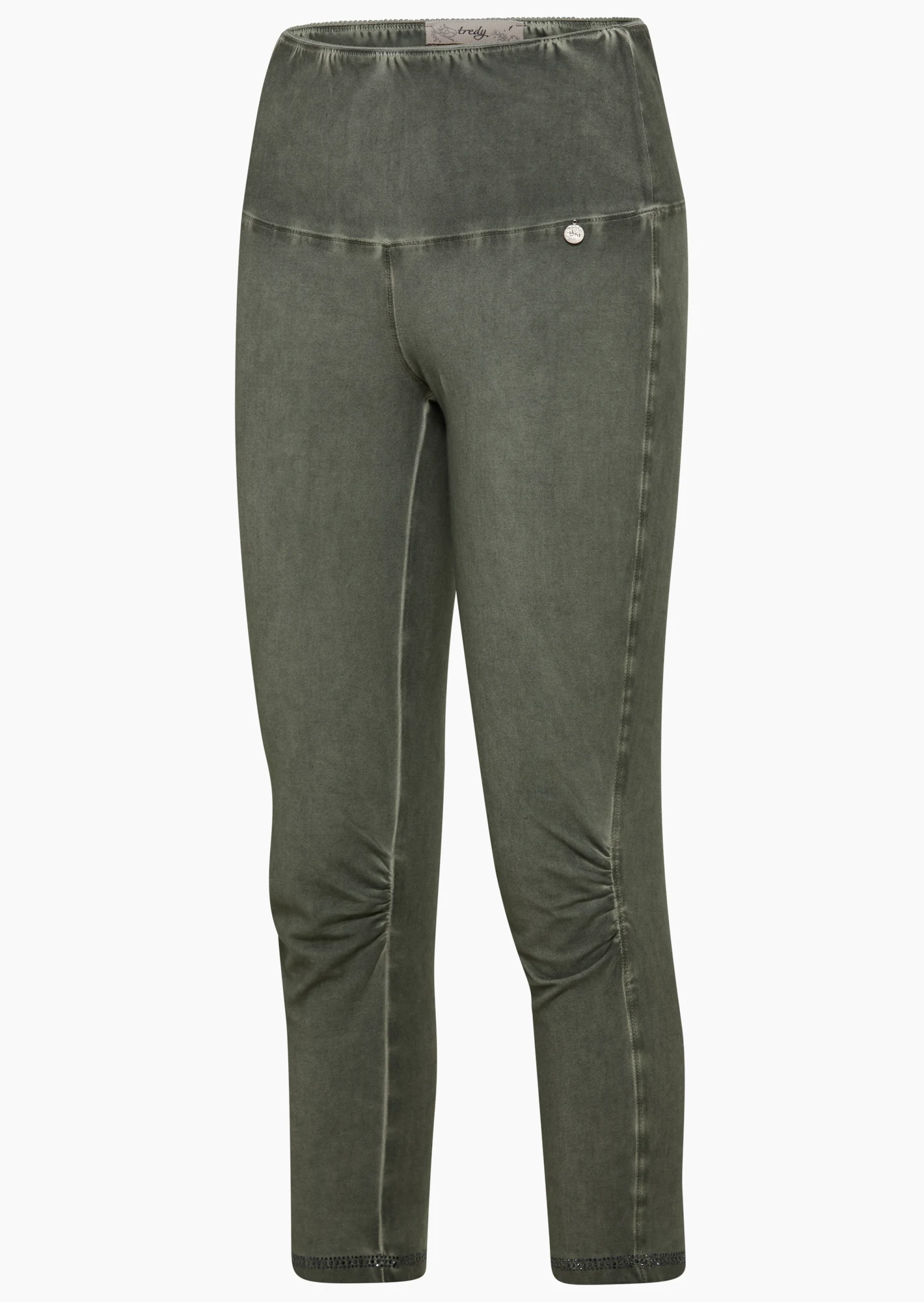 Capri-Leggings mit Ziersteinen, khaki