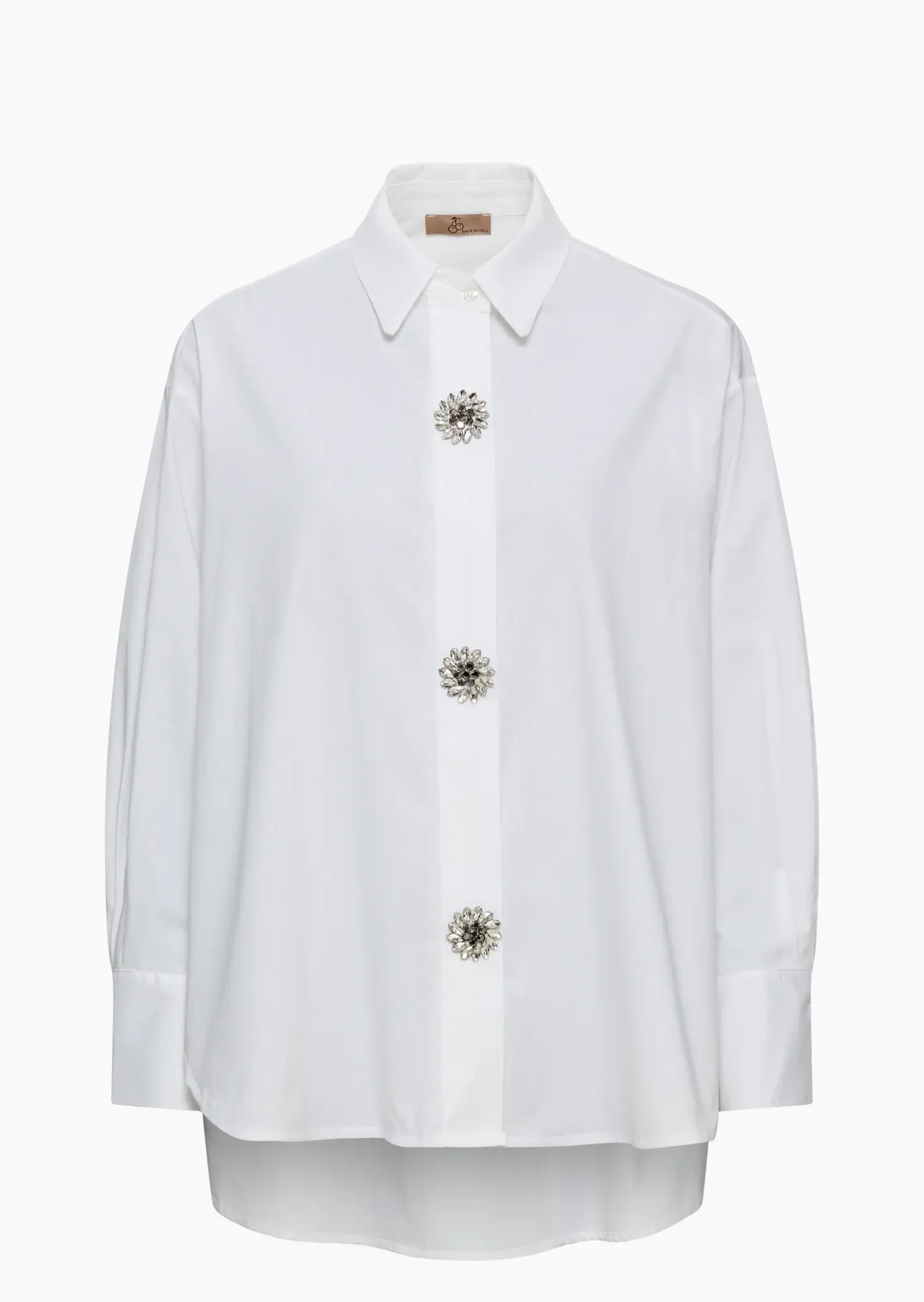 Bluse mit dekorativen Knöpfen, weiß
