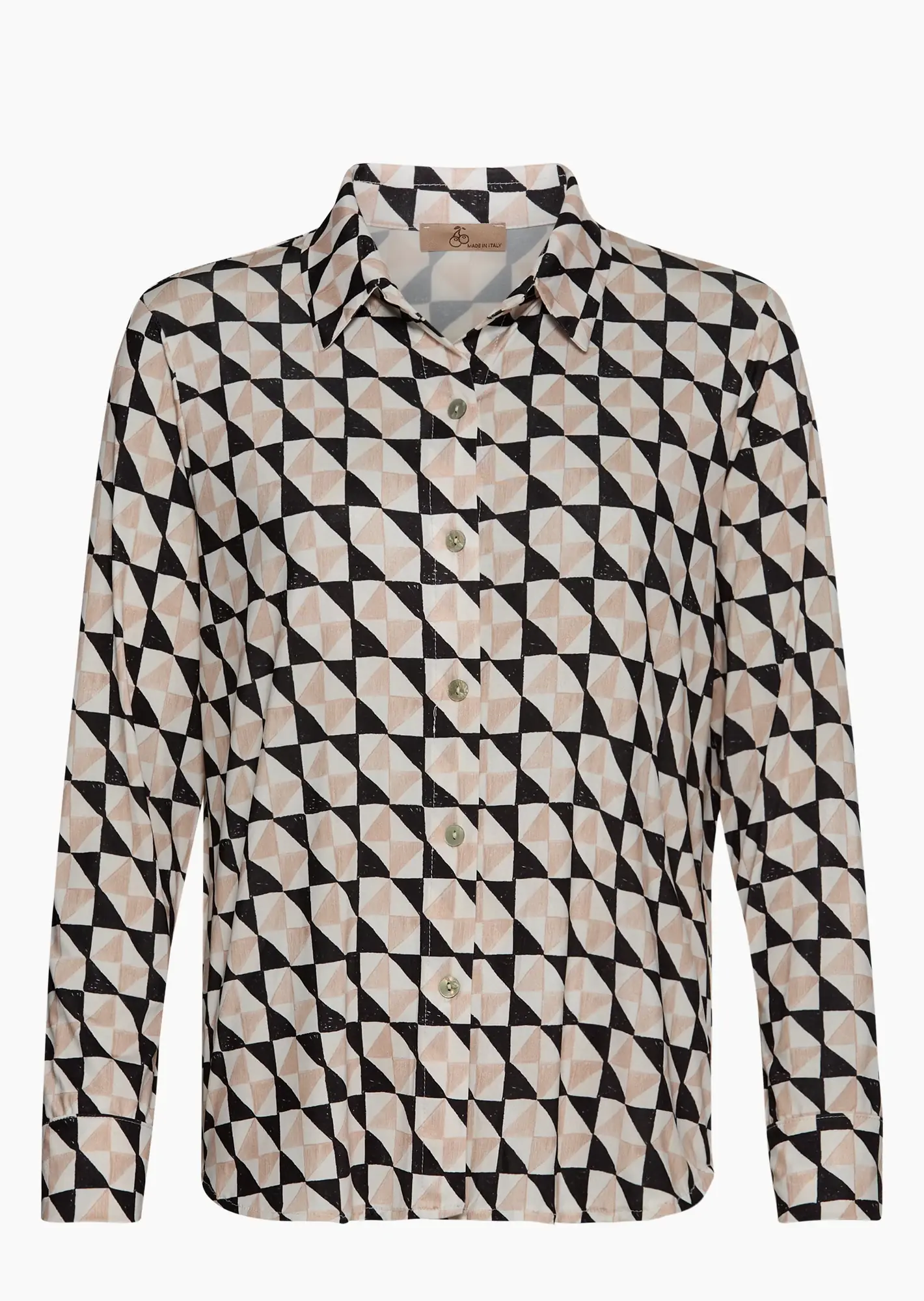 gemusterte Bluse, schwarz-crema