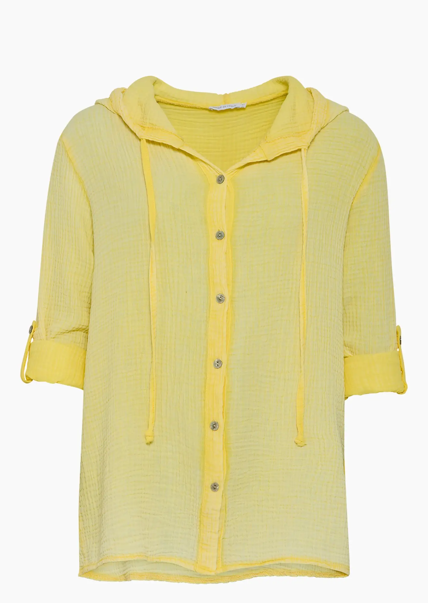 Musselin-Bluse mit Kapuze, butter yellow