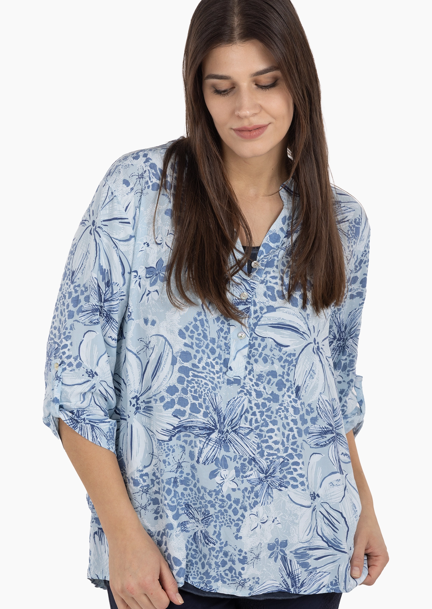 Bluse im Alloverprint, eiskristall