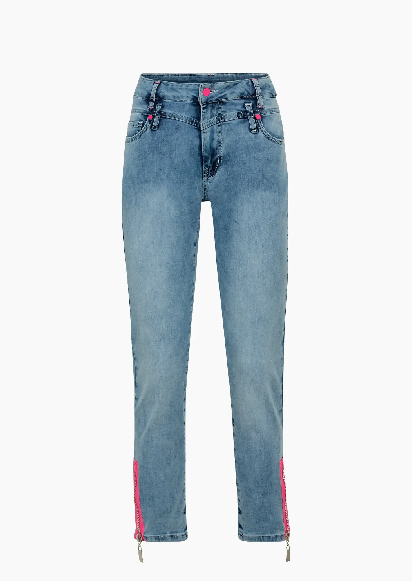 Jeans mit Doppelbund, bleached denim