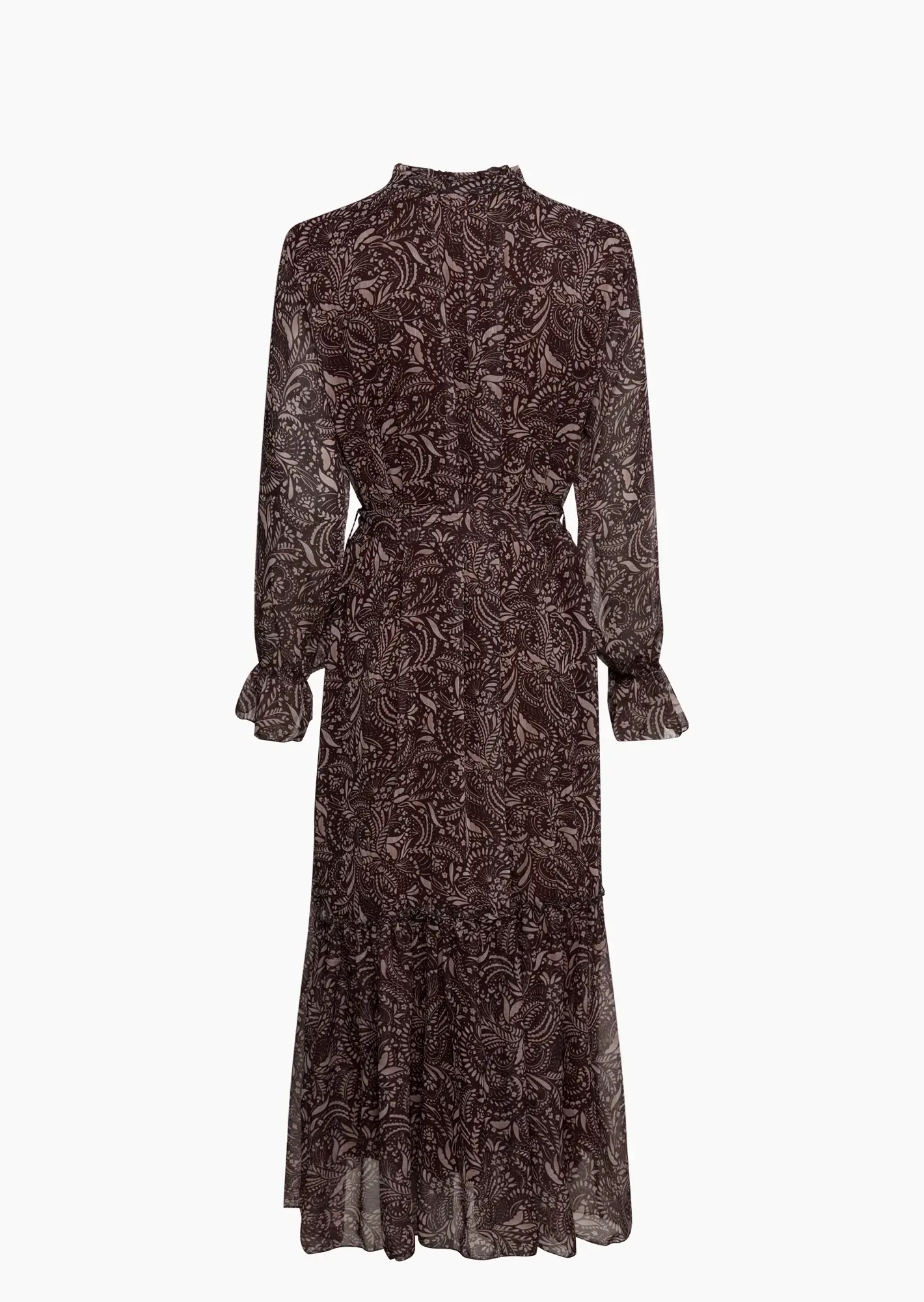 Kleid mit Volants, mocca