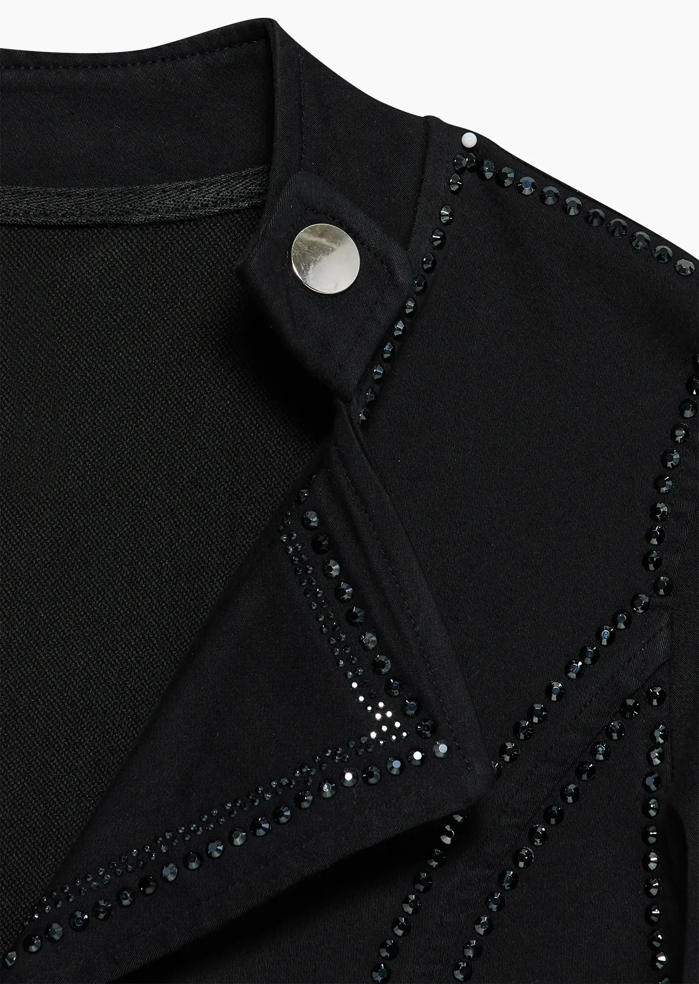Jeansjacke mit Ziersteinen, schwarz