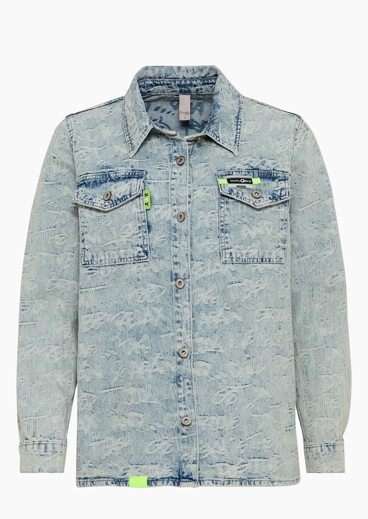 Jeansjacke im Jacquardstil, light blue denim